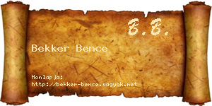 Bekker Bence névjegykártya